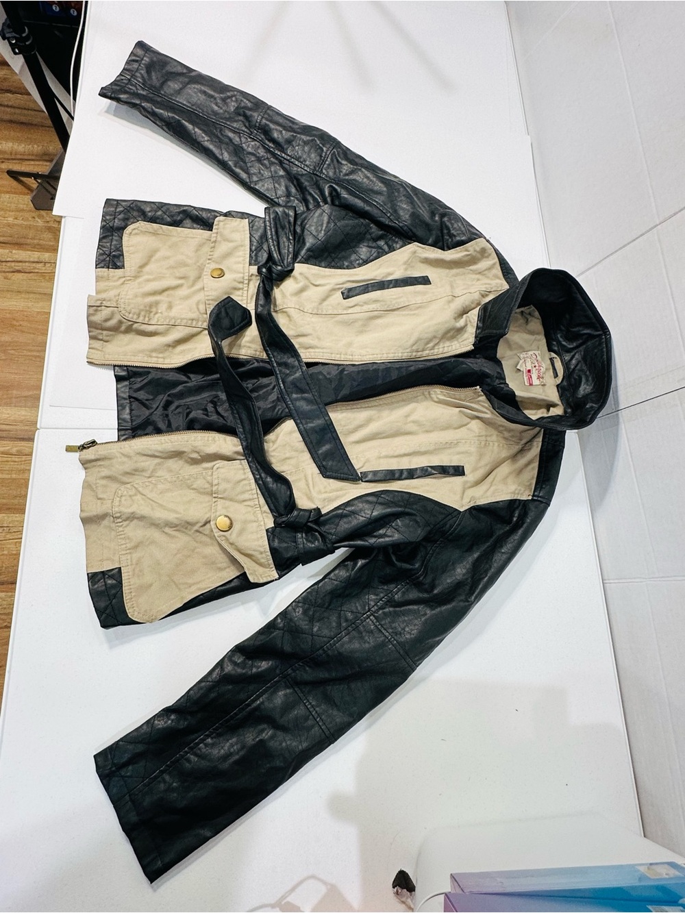 Dollhouse Black and Beige Military-Style Field Jacket
